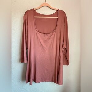 NWT Lane Bryant Swing Collection Dusty Rose Mauve 3/4 Sleeve Tunic Top 30/32